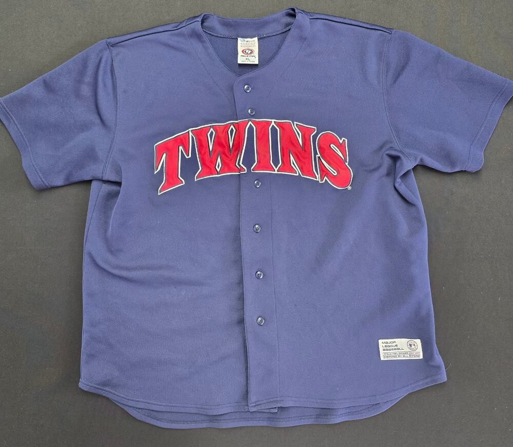 Mens XL Minnesota Twins Torii Hunter 48 True Fan Navy Blue Baseball Jersey MLB